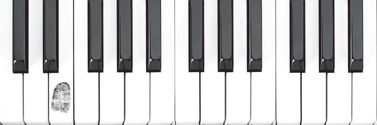 Piano keys with a fingerprint, the official Avelumab Trace & Catch visual